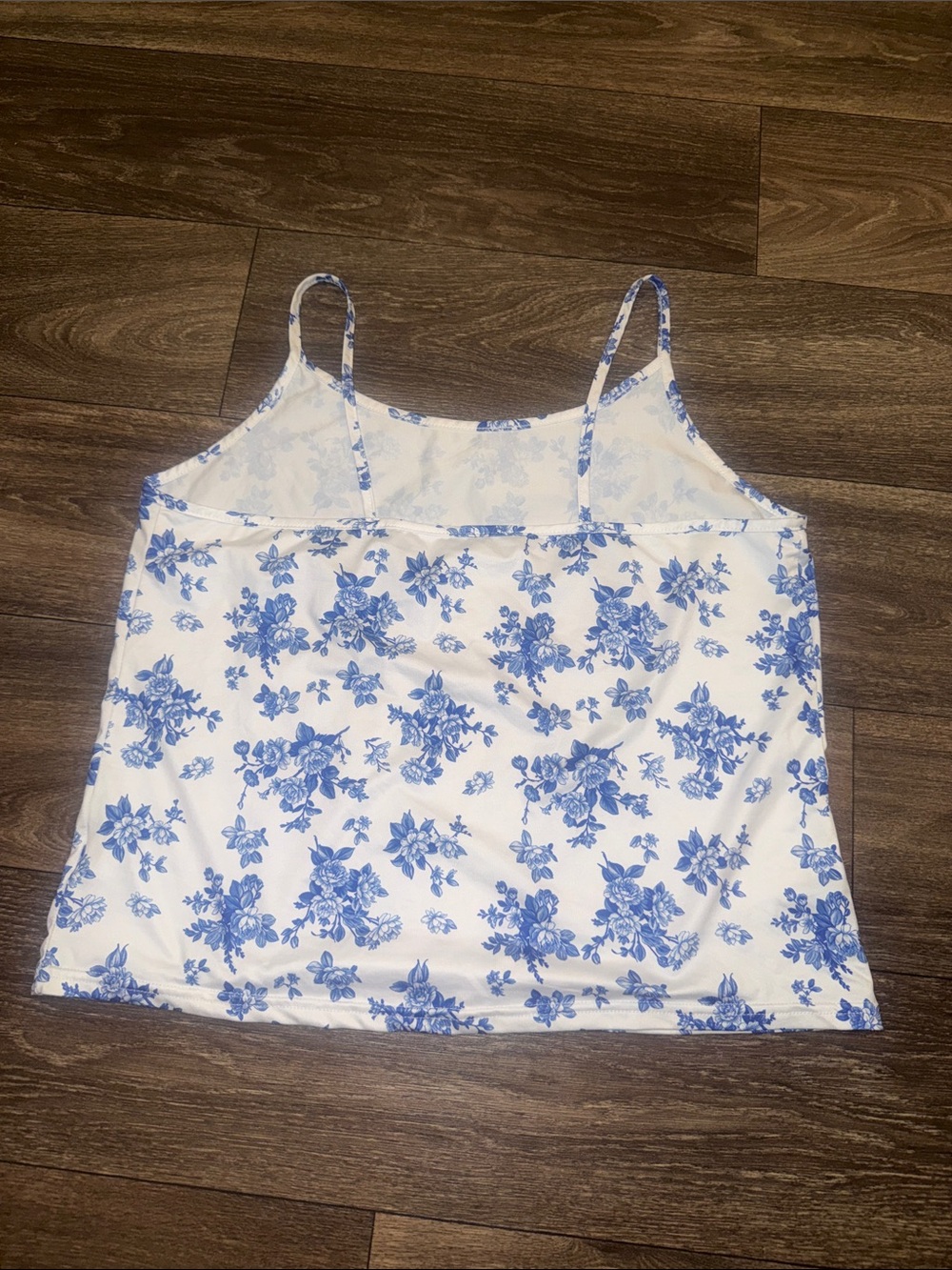 White and Blue Floral Cami Pajama Set - Picture 3 of 10